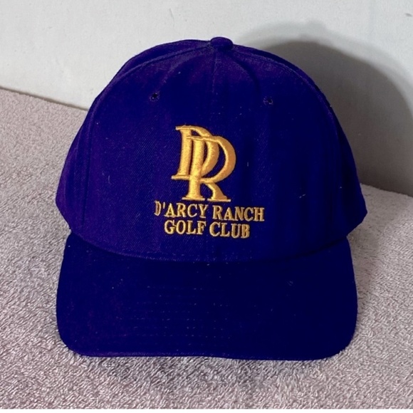 Vintage DeLong Royal Purple Yellow D’Arcy Ranch Golf Club Embroidered Logo 7 3/8 - Picture 11 of 11